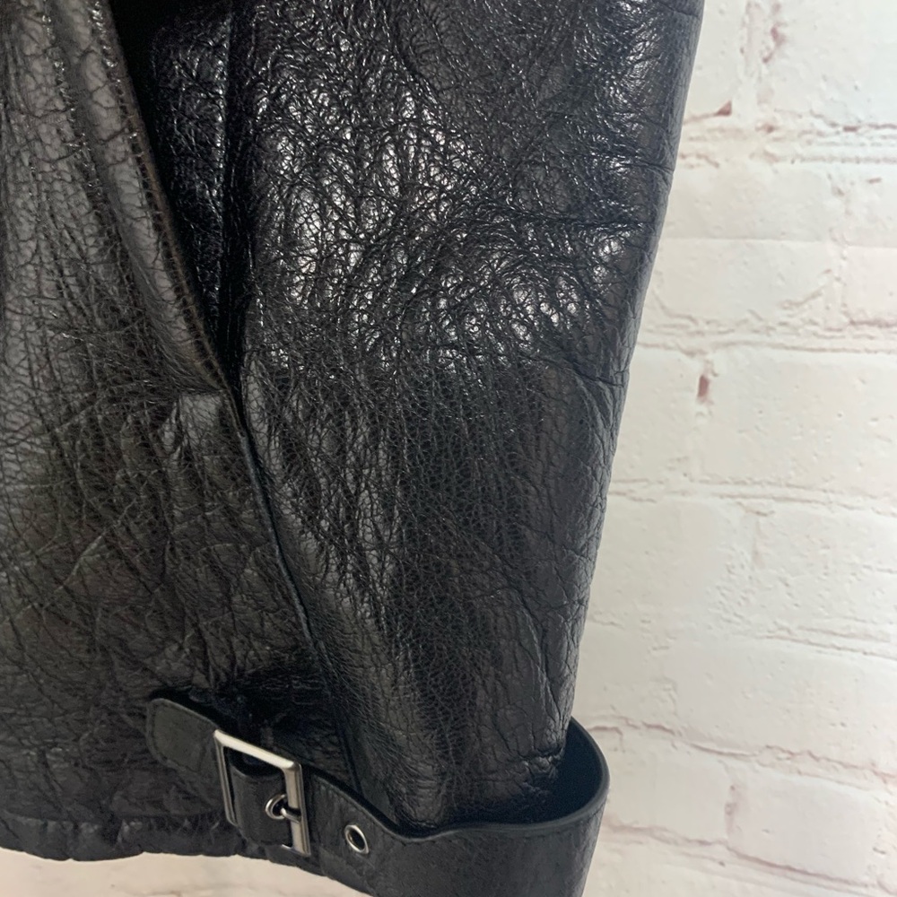RARE H&M Autumn Collection 2013 Black Shearling Leather Moto Vest Size XS 40” - Picture 8 of 10